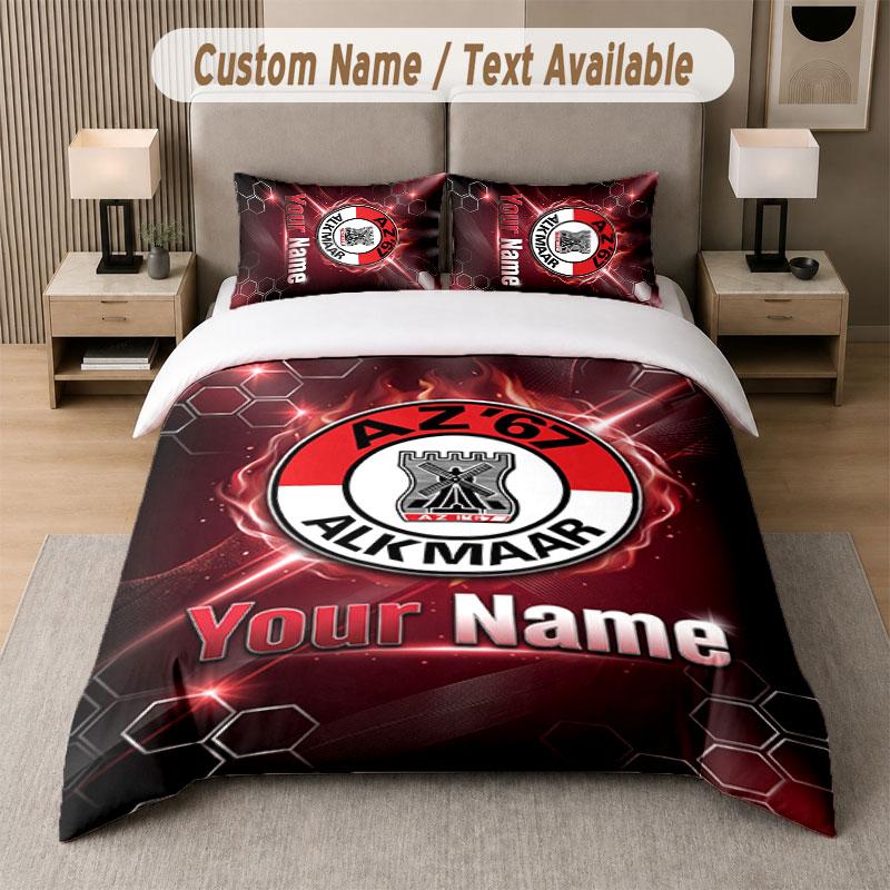 Custom Bedding Set AZ Alkmaar Pattern, Print Name Text 1 Duvet Cover plus 2 Pillowcases Home Textile