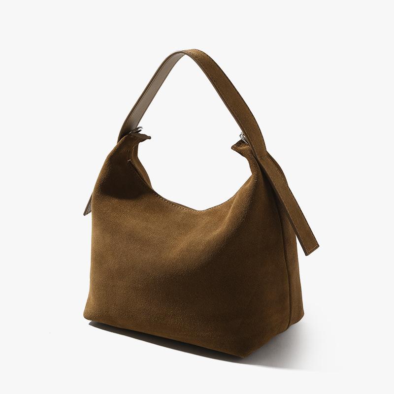 Autumn and Winter New High Mercerized Matte Cowhide Pillow Bag Niche Retro Handbag Commuting Versatile Leather Bag Women