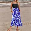 Women's Summer Spaghetti Strap Patchwork Beach Vacation Floral With Pocket Dresses