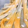 Printing Silk Chiffon Fabric Koi Carp Embroidery Fabric Tulle Handmade DIY Chinese Ancient Hanfu Stage Dance Dress Wedding Decor