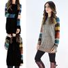 Spring Casual Women's Striped Patchwork Long Sleeve Color Block Hoodie Crew Neck Loose T-Shirt
