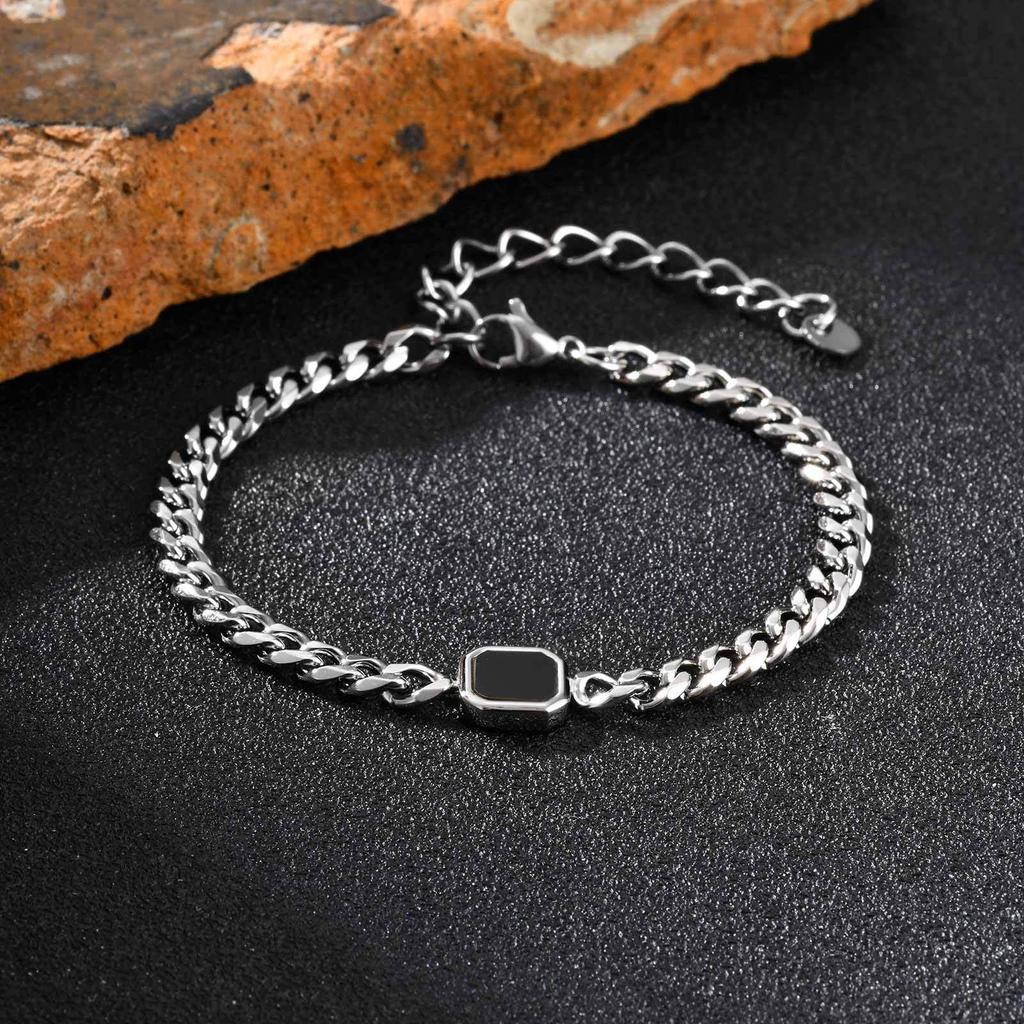 Herren Trendiges Hip Hop Sechsseitig Geschliffenes Gold Stahl Kettenarmband