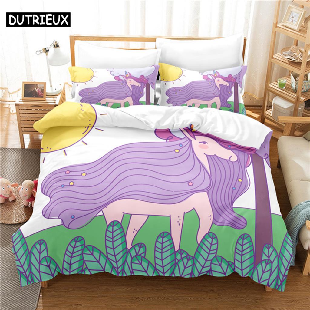 

Lucky Unicorn Bedding Set Duvet Cover Set 3d Bedding Digital Printing Bed Linen Queen Size Bedding Set Fashion Design (135x200cm)&set