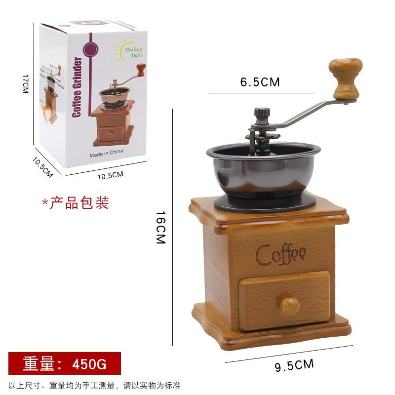 Manual Espresso Coffee Bean Grinder - Vintage Crude Wood Style Coffee Grinders Ceramic Grinding Core With Coffee Spoon