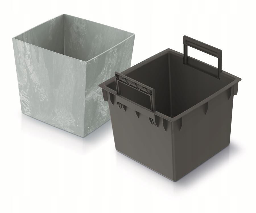 Niedriger quadratischer Blumentopf URBI DURS300LE | Beton