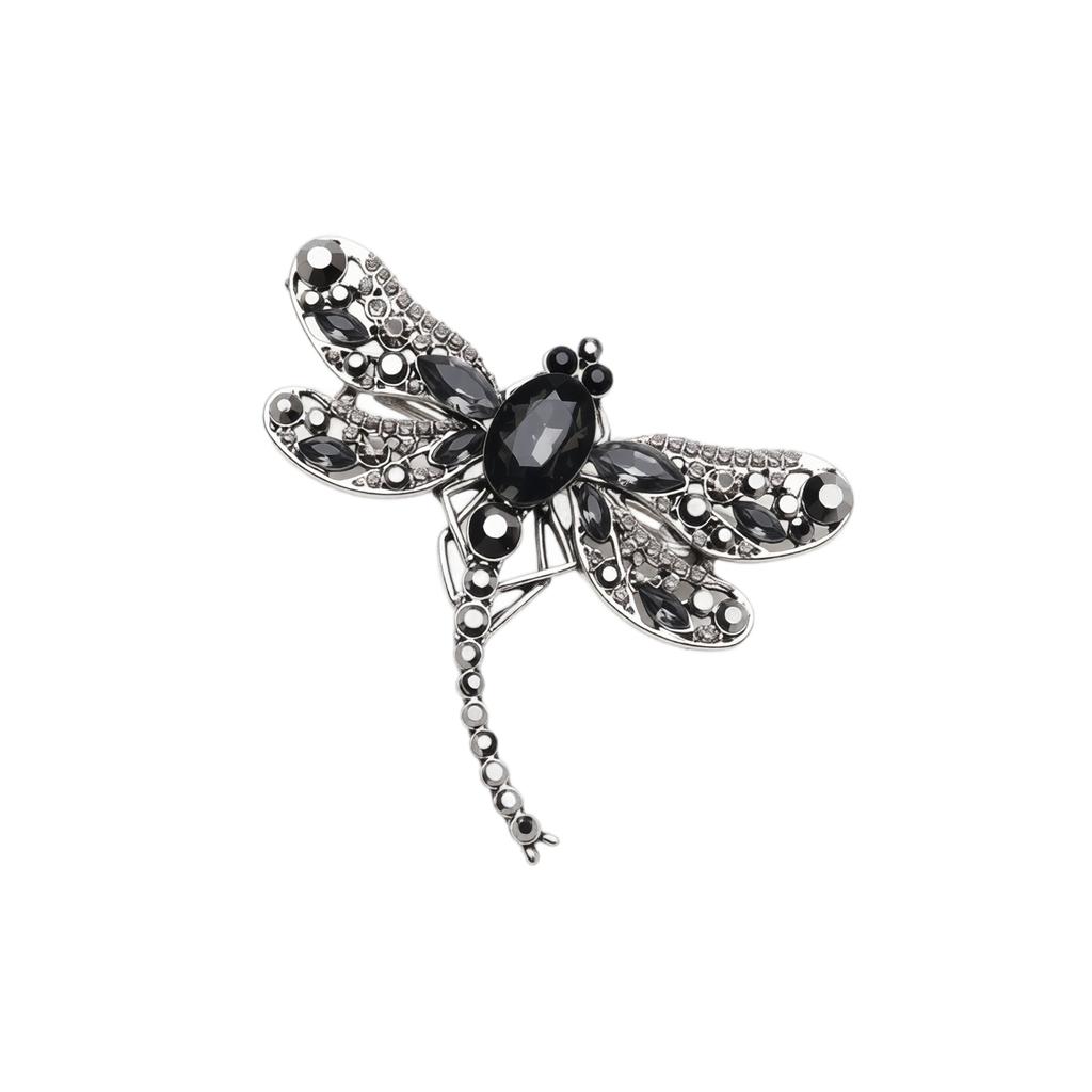 Rhinestone Gemstone Dragonfly Brooch for Women Silk Scarf Pin Insect Design Crystal Embellished Jewelry Accessory for Clothing and Bags