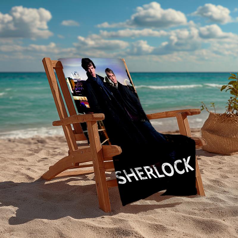 Ultra-Soft Beach Towel with Sherlock Theme,Ideal for Pool - Camping, Diving - Perfect Travel Essential, Vibrant Beach Towel.