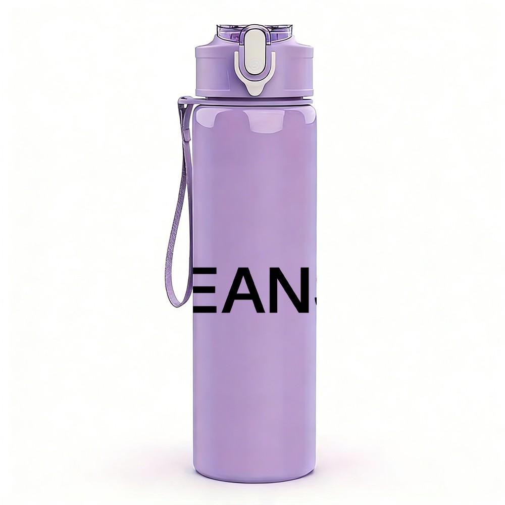 1PC Jeans Letter Minimal Print 750ml Color Plastic Sports Water Bottle Leakproof Flip Straw Lid Suitable for Sports Office Home Use
