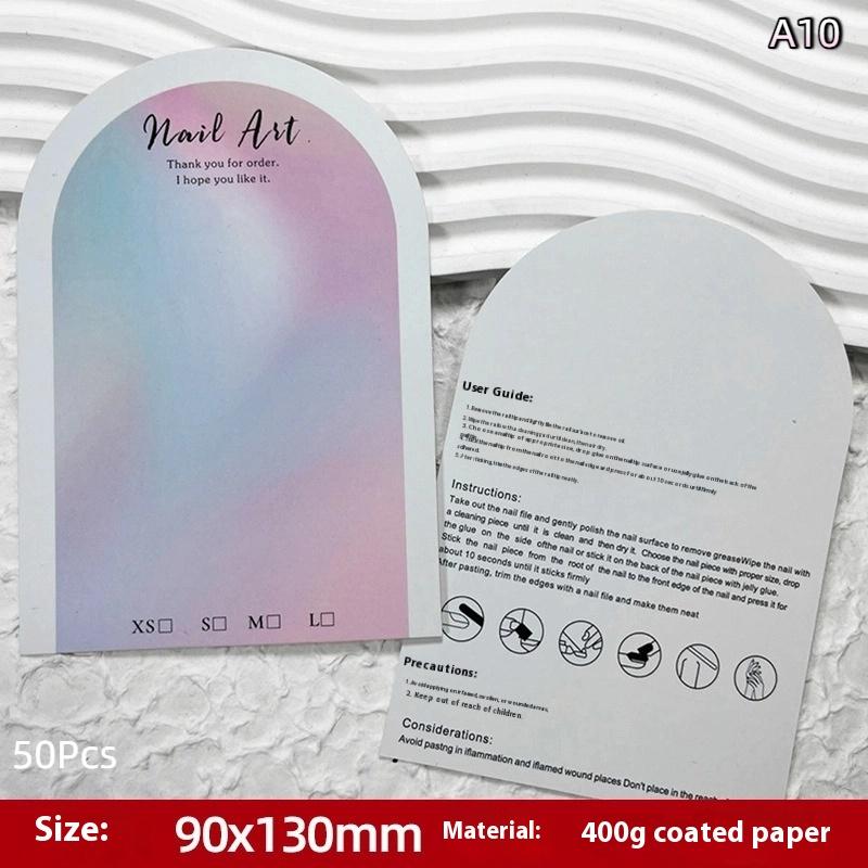 50Pcs Press On Nail Bottom Cardboard Cards Nail Art Display Board Manicure Package Card Photo Props Card False Nail Tips