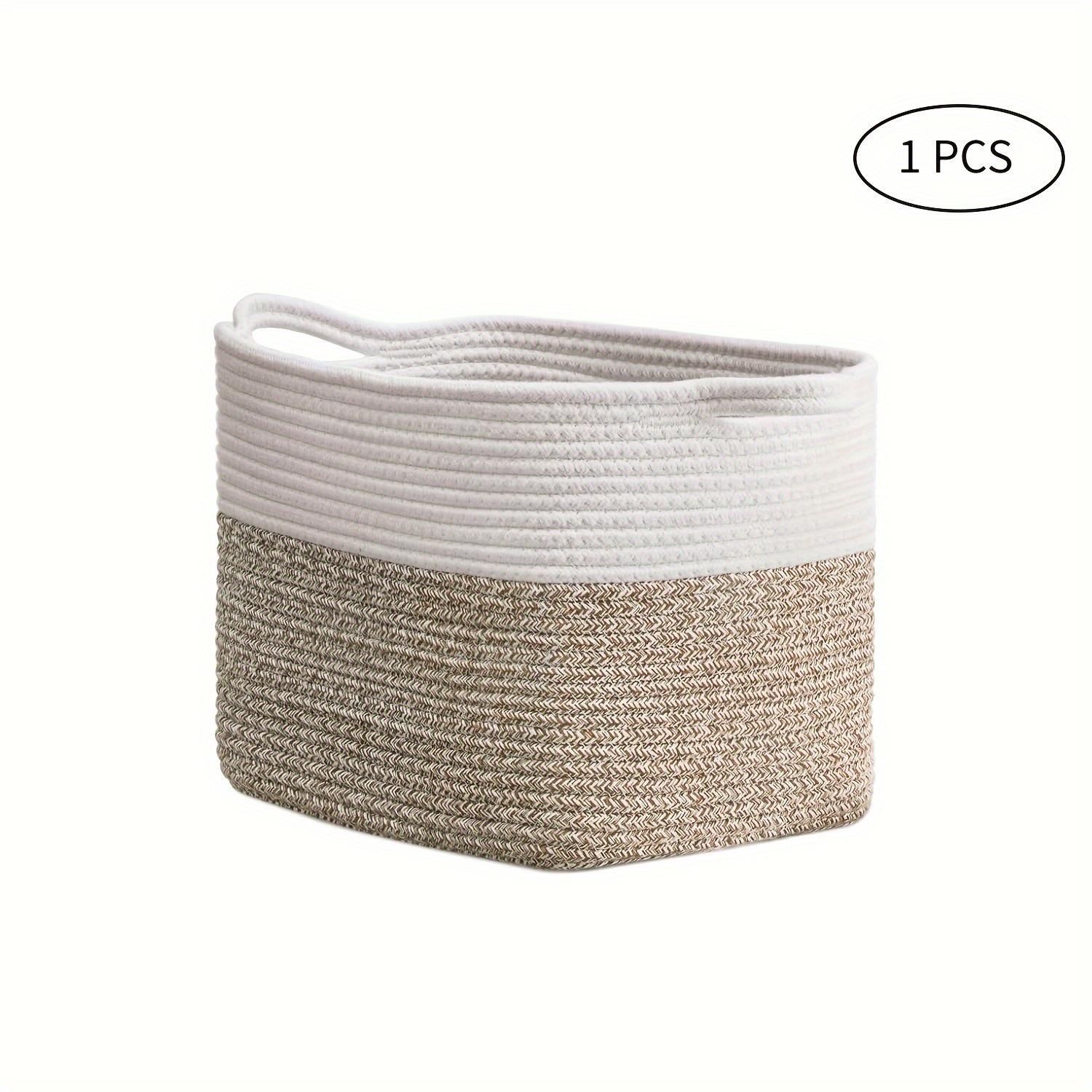 Корзина для хранения из плетеной хлопковой веревки большой вместимости для белья или игрушек