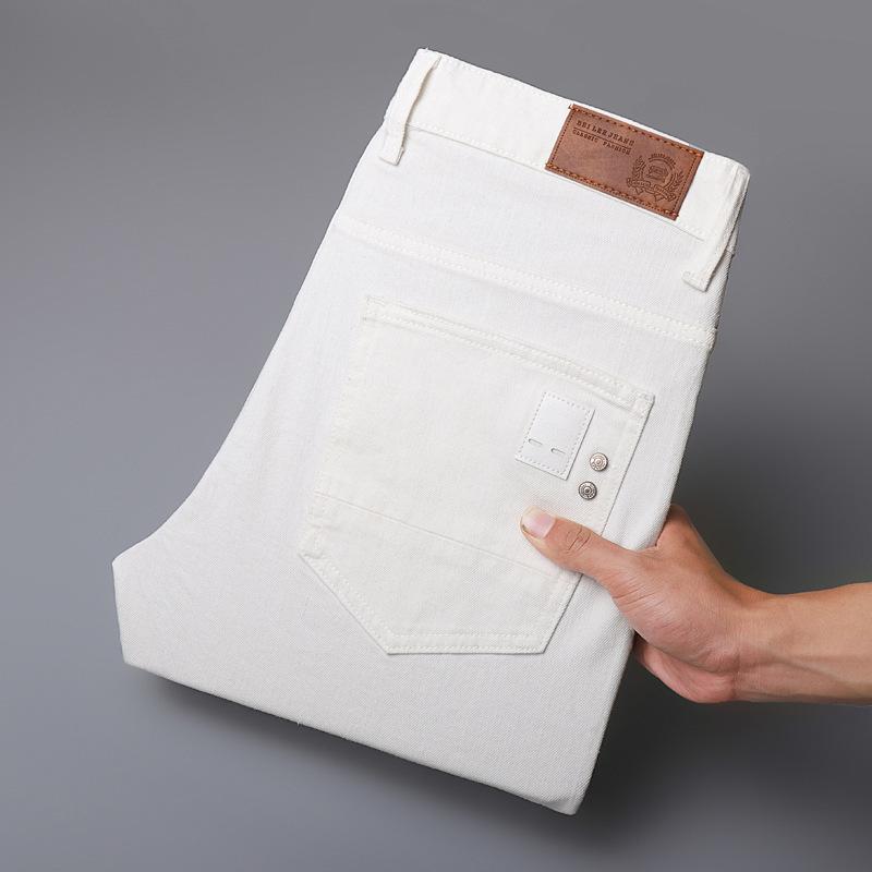 

Модные джинсовые брюки для мужчин Стильные эластичные облегающие джинсы прямого кроя Модные универсальные повседневные цветные брюки Новинки 38