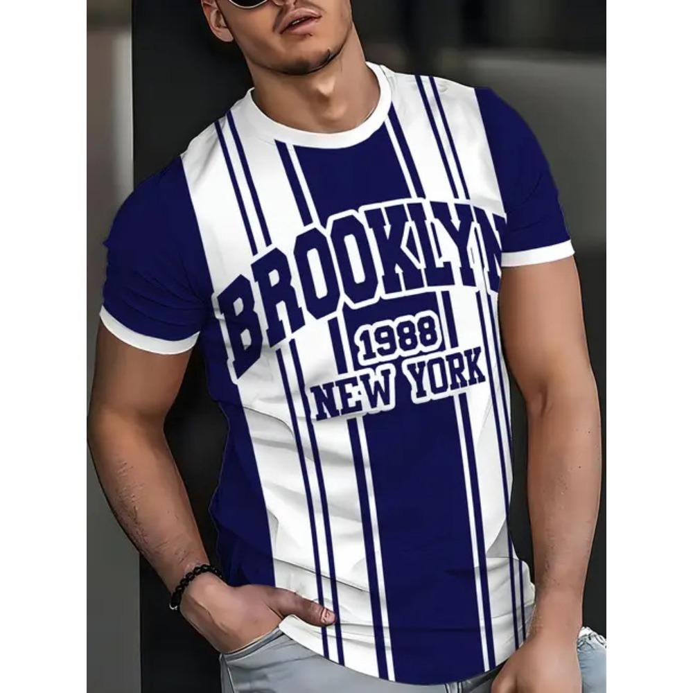 Summer Comfortable Fashionable Men's T-shirt Colorful Fun Printing Soft Comfortable Breathable Round Neck Short Sleeved T-shirt