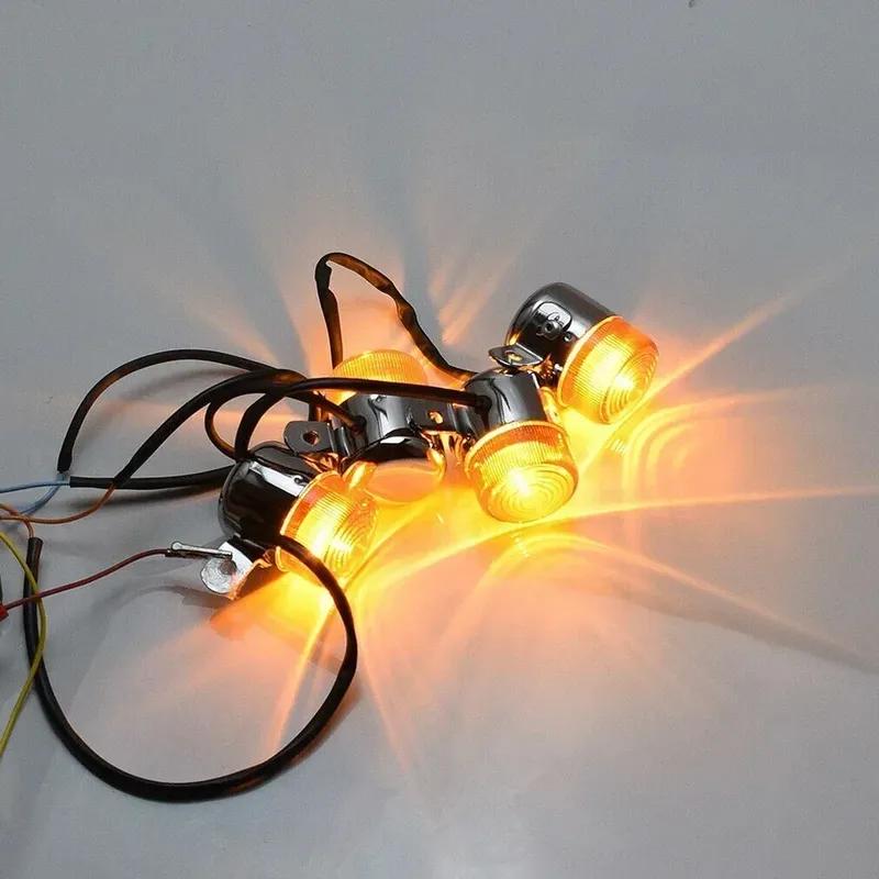 Motorcycle Headlight  2 Pair 2-wire Connection 12V 10W Turn Signal Lights Motorcycle Eye-catching With Chrome Finish