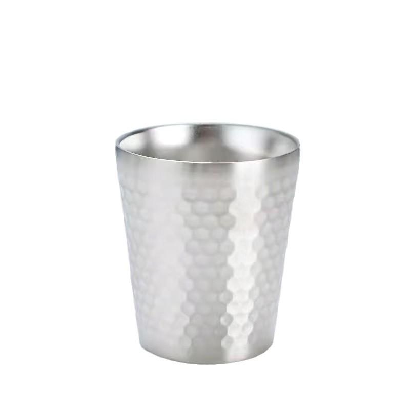 Golden Diamond Honeycomb 304 Stainless Steel Double-Layer Cup - Hammered Design, Anti-Scald. Perfect for Juice, Beer, and Tea.