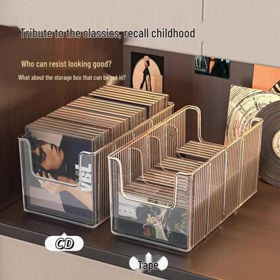 Oppbevarings- og utstillingsboks for CD-er og vinylplater på skrivebordet