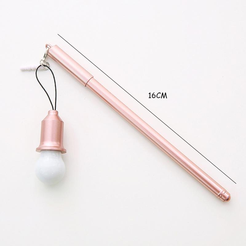 2pcs Creative Glowing Light Bulb Gel Pen Imitation Metallic Kawaii Pens Black Ink Gel Pen 0.38mm Writing Office School Supplies