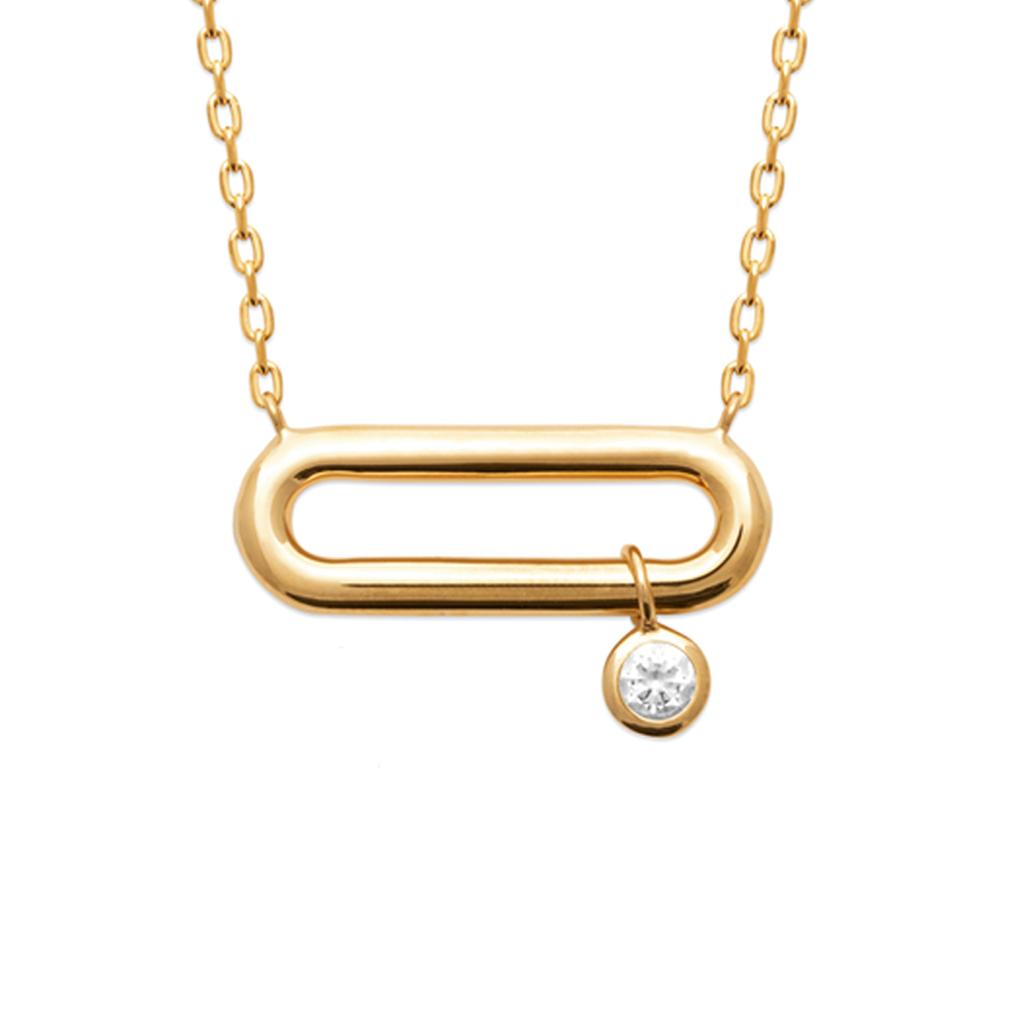 Les Trésors De Lily [R5790] - Collier Plaqué Or 'Cléopatra' blanc doré - 20x7 mm (trombone)