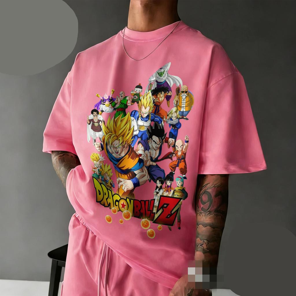 New Arrival Dragon Ball Z Oversized Nostalgia T-shirt  Full Character Cast Retro Graphic Print 100% Cotton Casual Tee