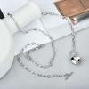 Vintage Heart Pendant Necklace With Letters Women Versatile Choker Collarbone Chain Niche Student Sweater Chain Trendy Jewelry