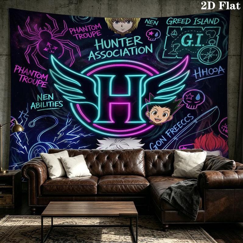 Hunter X Hunter Wall Tapestry Aesthetic Wall Hanging Printed Fabric Blanket Decorative Tapestries For Bedroom Living Room Home Decor