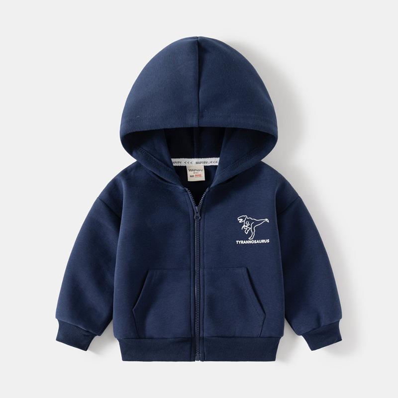 

Детское пальто на молнии 2023, повседневная толстовка с капюшоном и динозавром для мальчиков 100cm