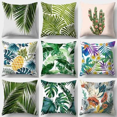 Wohnzimmer Luxus Kunst Zuhause Sofa Einfaches Kissen Kissenbezug Tropischer Pflanzen Druck Dekorative Kissenhülle