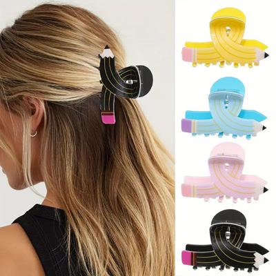 1 Stück Bonbonfarbe Simulationsbleistift Haiklammer niedliche Haarspange kreative Hinterkopf-Haarspange Pferdeschwanzspange