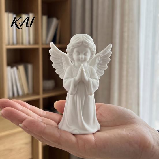 White Prayer Angel Statue 3D Printed Praying Figurine, Statue, DIY Paintable PLA Art Cherub Sculpture, Christmas Tabletop Home Office Decor, Religious