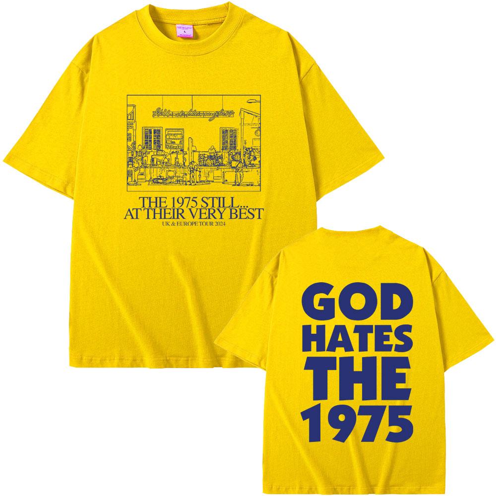 Britische Indie-Alternative-Rockband The 1975 immer noch in Bestform UK Europa Tour Herren Damen T-Shirt God Hates The 1975 T-Shirt