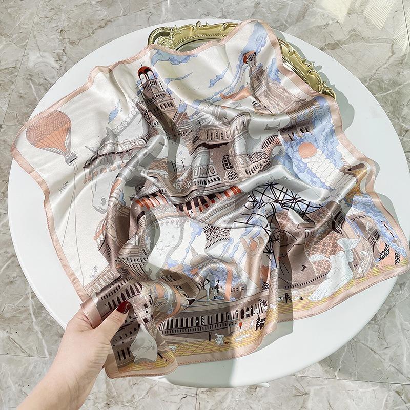 Spring and Autumn Thin Tianma Capital Printed Silk Scarf Women's High-end 100 Mulberry Silk Square Scarf Versatile Square Scarf