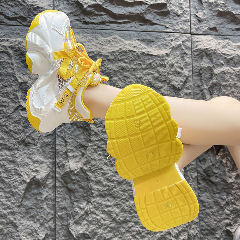 2025 new autumn breathable mesh women's shoes thick-soled heightening dad shoes versatile casual sports shoes running shoes