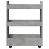 Narrow Storage Trolley 3 Tier Concrete Grey Wood Based Material