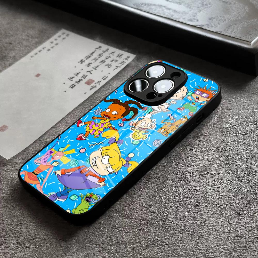 Phone Case For IPhone 17 Pro Max 14 Pro 15 12 11 13 Mini X XR XS 16 Plus SE Glass Cover Boy & Girl Rugrats Chuckie's