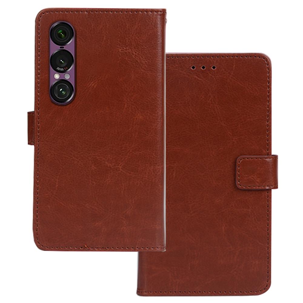 IDEWEI For Sony Xperia 1 VII Case Wallet Leather Phone Cover Crazy Horse Texture