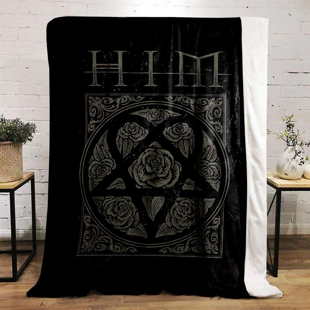 Roses and HIM Gothic Design for All Seasons Blanket Lunch Break Throw Gift