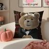 Movie TedTeddy Bear Cute Cushion Cover Pillowcase Short Plush Invisible zipper Room Sofa Cushion Cover