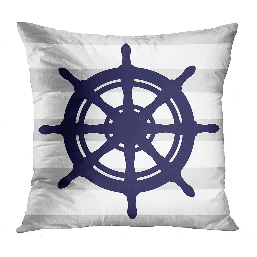 Home Decor Navy & White Nautical Pattern Throw Pillow Covers Pattern Cushion Cover Suitable for Sofa Bedroom Car Pillow Cover