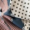 Pearl Polka Dot Design Silk Scarf Thin Breathable Imitation Silk Square Scarf Sunscreen Travel Shawl Hair Tie Scarf