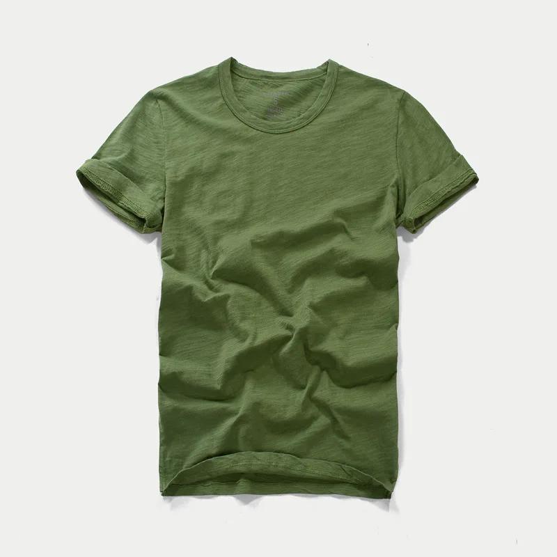 Short Sleeve T-shirts for Men Retro Fashion Summer Cotton Solid Color Tops Male Casual Simple Thin White Tee Clothing S(50-60)KG