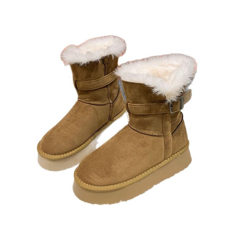 Hong Kong thick-soled Northeast Mao Mao snow boots women's 2025 autumn and winter new non-slip and wear-resistant piled thickened warm cotton boots