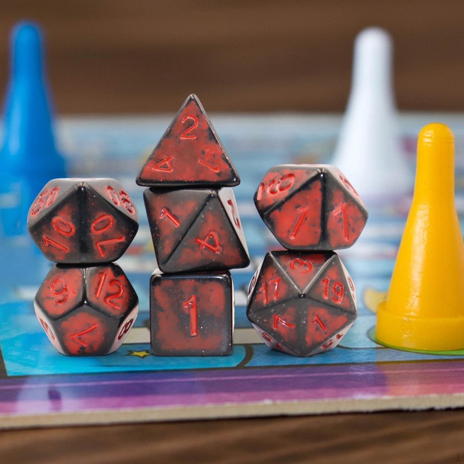 7 Pieces Polyhedral Dices Set Game Party Favors D4 D8 D10 D6 D12 D20 Entertainment Toy Acrylic Red