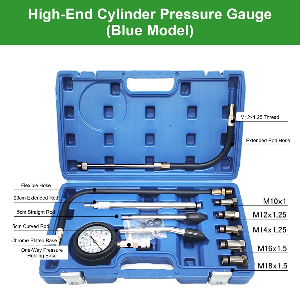 Compression Tester Kit Engine Cylinder Compression Tester 0-300 PSI Gauge M10 M12 M14 M18 Adapters Tool Set Motorcycle ATV Truck