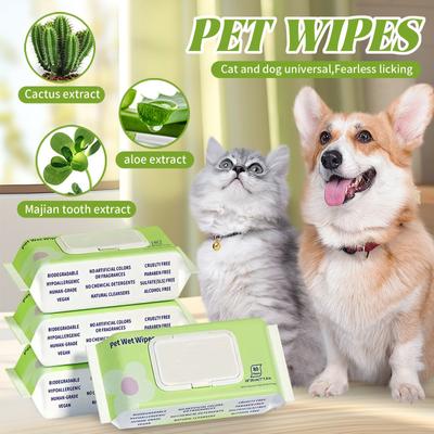 80 ml, 1000 g, Feuchttücher für Haustiere, kein Abspülen, Feuchttücher für Haustiere zum Reinigen der Ohren von Katzen und Hunden, zum Abwischen von Tränenspuren, leicht zu tragen und leicht herauszunehmen.
