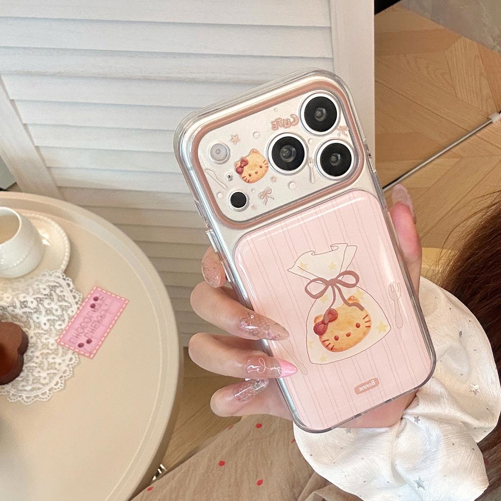 Cute biscuits cat apple 17pm mobile phone case iphone18 transparent 16 Epoxy 15 suitable for 14 all-inclusive sweet
