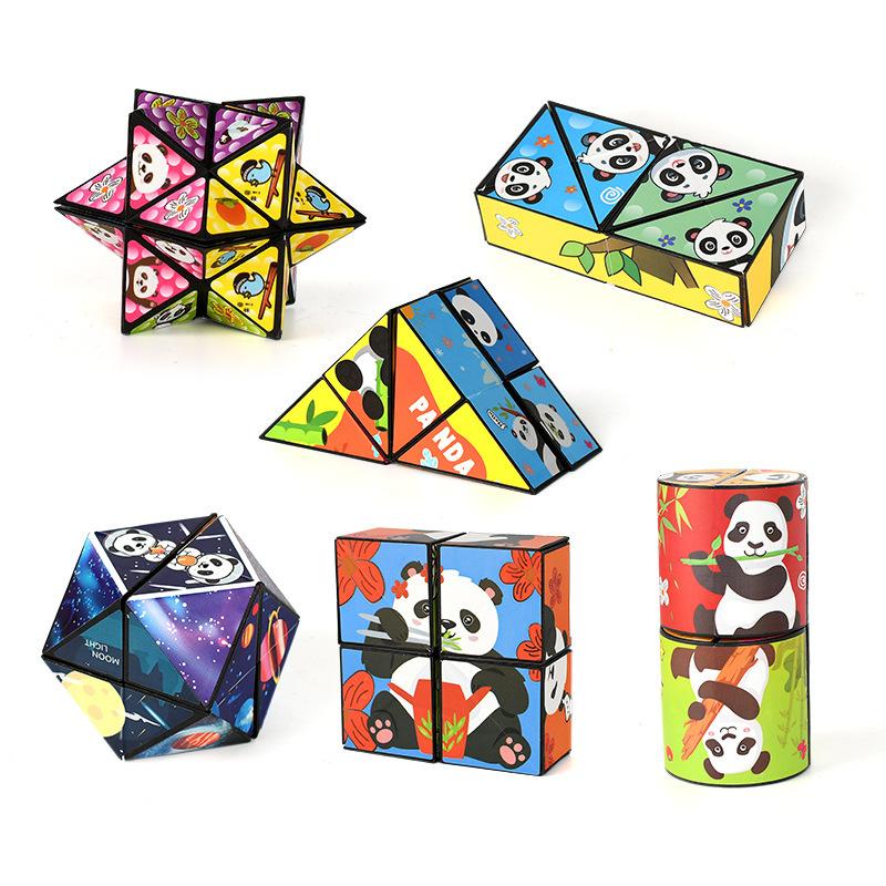 Magic Cube Panda 3D Folding Geometric Transform Toy Stress Relief & Brain Teaser for Kids