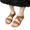 Women’s Plus Size Cross Strap Round Toe Casual Sandals with Elastic Upper and Flat Sole for Comfortable Wear