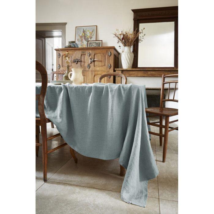 Nappe de table "Soline" 170 x 250 cm Lin lavé - Azur