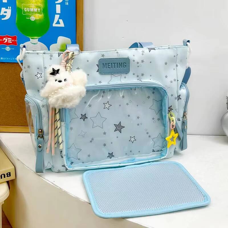 New Y2K Cute Star Comic Ita Bag Women's Fashion Shoulder Bags Lolita Girl Transparent Tote Bag DIY Display Crossbody Bag Handbag