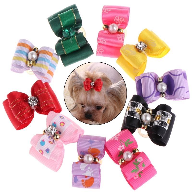 Pet Hair Bows Small Animal Pet Dogs Hair Accessories Multicolors Pack of 12