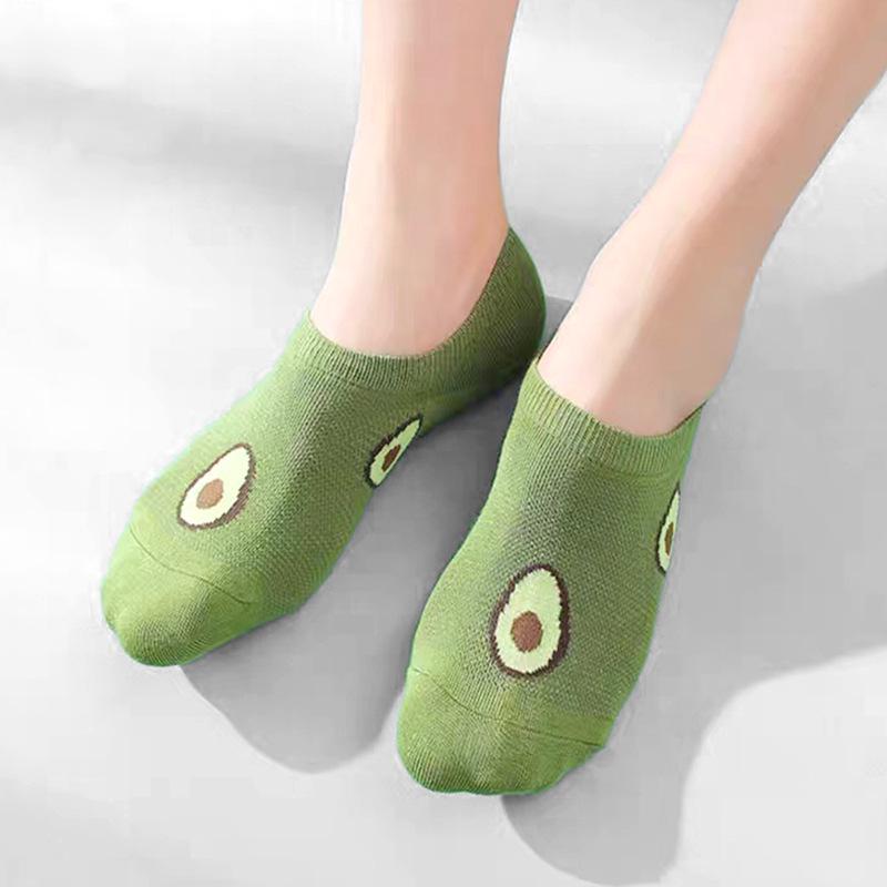 Avocado Jacquard Women's Korean-Style Non-Slip Low-Cut Ankle Socks